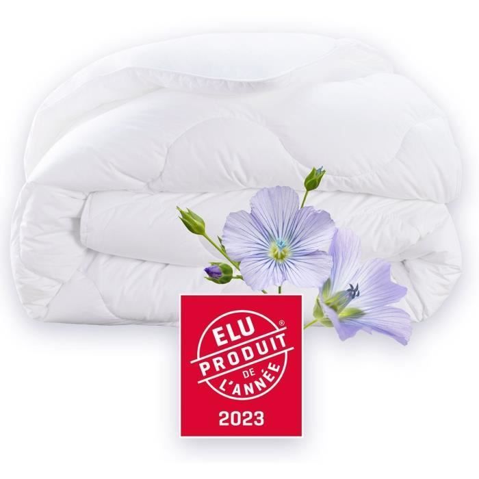 Edredón DODO CHAMPS DE LIN 140x200 cm - Cálido - 450 g/m² - Edredón individual - Suave y cálido - Antiácaros y antibacteriano - Blanco