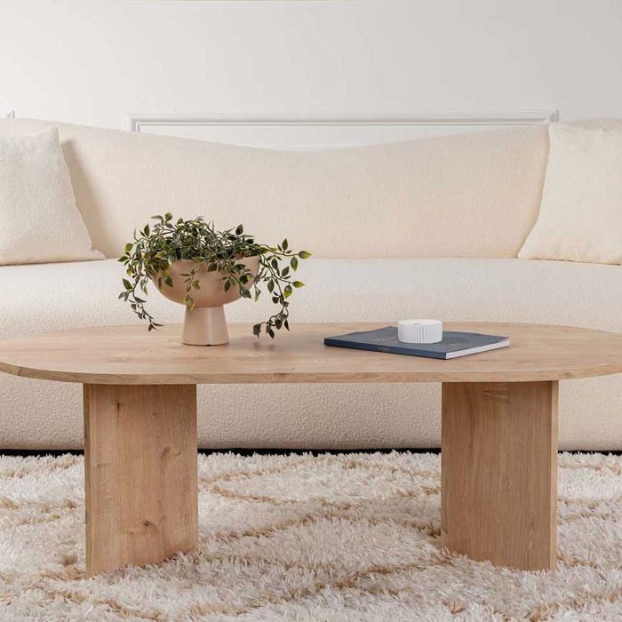 Table basse ovale en aggloméré coloris chêne saphir L119 cm - IRIS