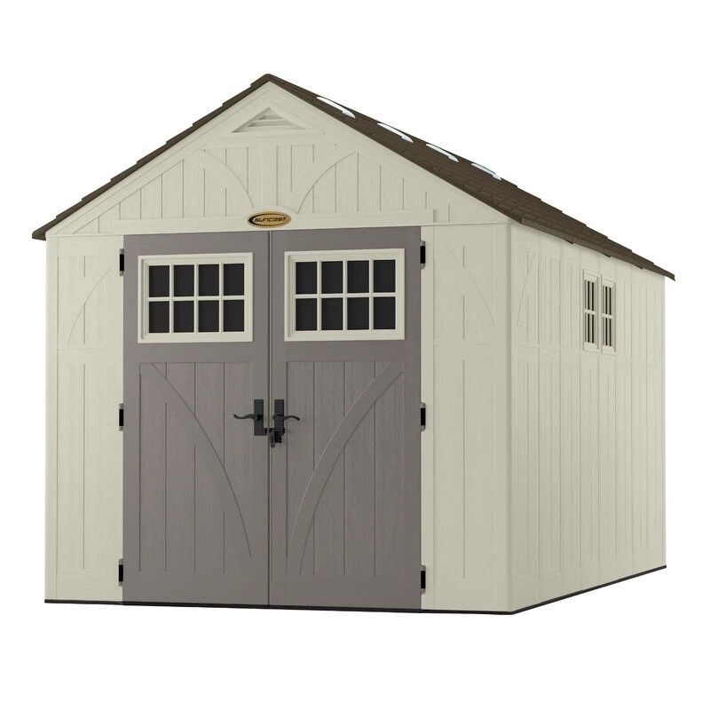 Casinha de armazenamento de plástico Tremont, 2,44 m de largura x 3,96 m de profundidade.