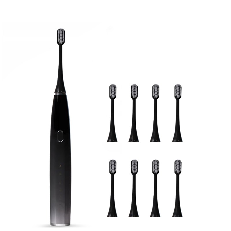 Brosse à dents électrique intelligente pour adultes, rechargeable par USB, étanche et lavable, avec 5 modes de fonctionnement et 10 têtes de brosse de rechange.
