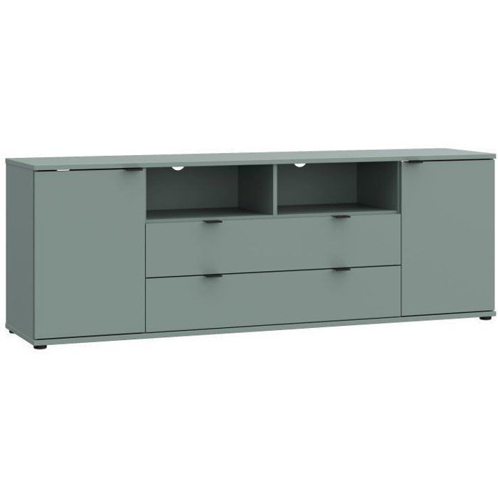 Mobile porta TV - GANYMEDE - Salvia - 2 ante, 2 cassetti, 2 ripiani - 179,8 x 41,3 x 63,1 cm