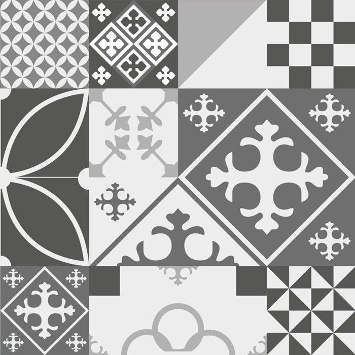 Crédence cuisine adhésive en aluminium effet carreaux de ciment gris - 200x20 cm (en 2 bandeaux) - 99DECO