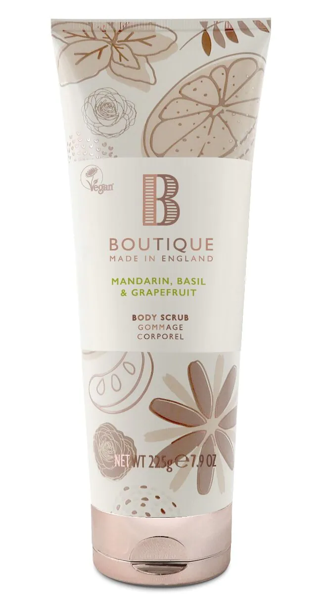 Boutique England Peeling do ciała Mandarynka, Bazylia i Grejpfrut 225 g