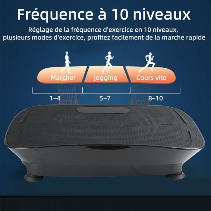 LVHCMFOHM Plateforme Vibrante - Plaque Vibrante Silencieuse - Avec écran LED et Télécommande - 60x30x10 cm - Noir