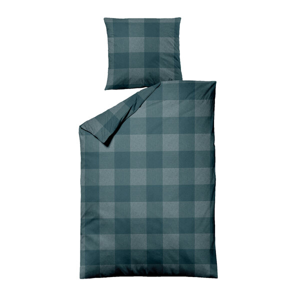 Jacquard flannel bedding 135/200 + 80/80 cm, petrol check