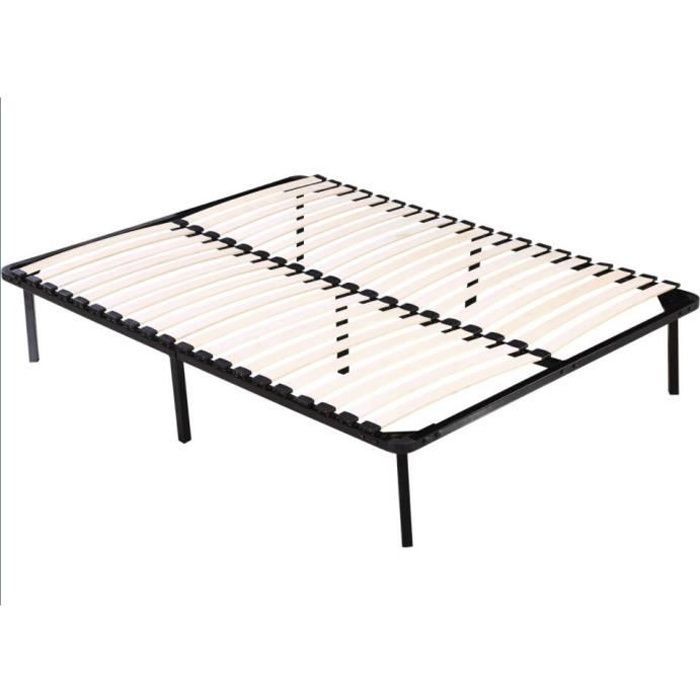 Base de cama de láminas - IZTOSS - 160x200 cm - 2 plazas - Negra - Fácil montaje