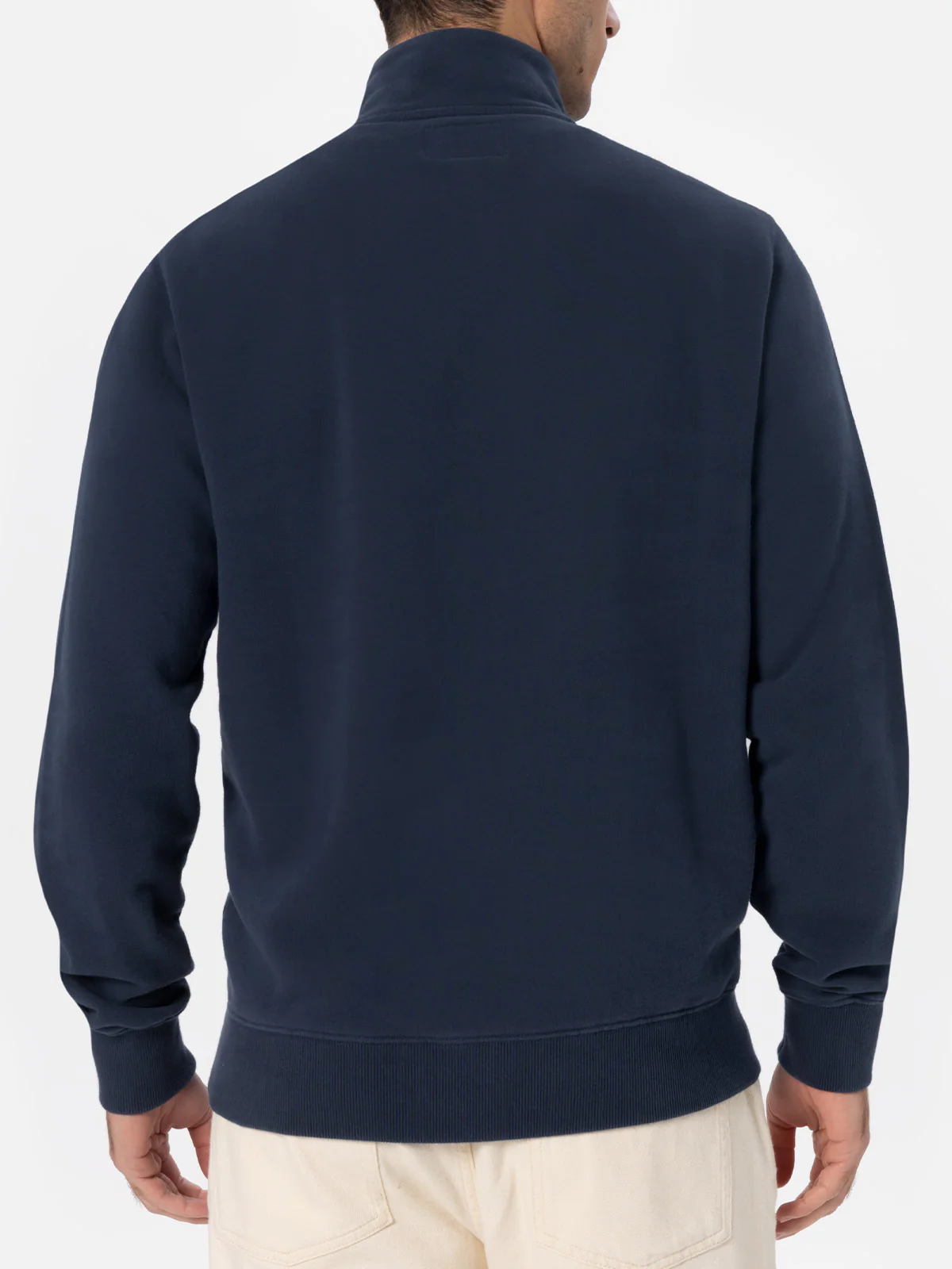 Dunkan herrmarinblå sweatshirt med halv dragkedja och St. Barth-broderi