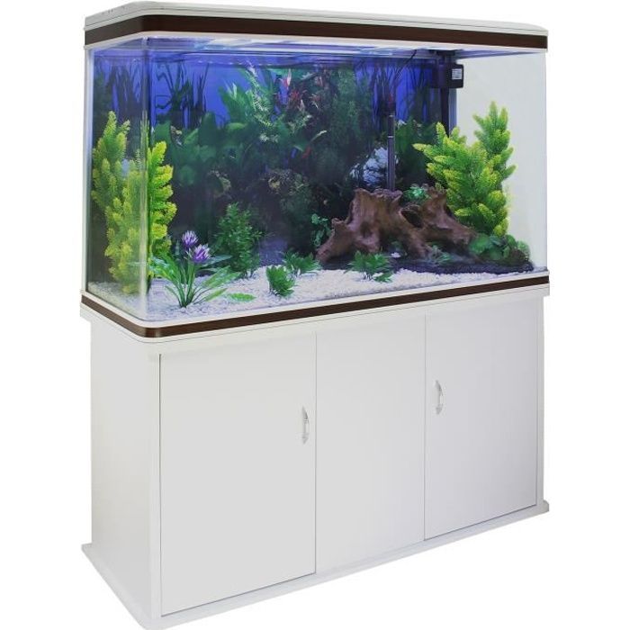 Aquarium - 300 Liters - White Gravel - White Cabinet