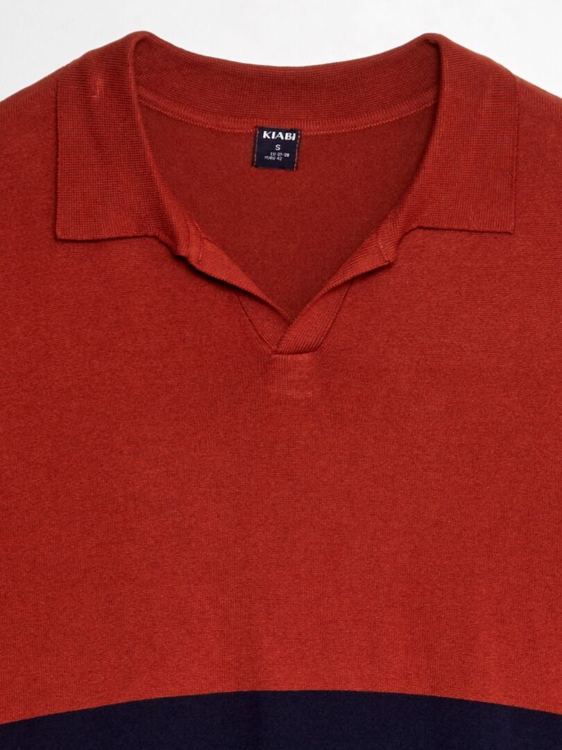 Gebreid poloshirt met korte mouwen - blauw