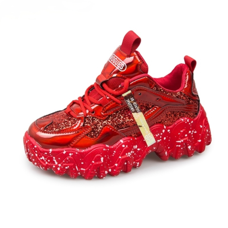 Zapatillas deportivas para mujer, moda primaveral, tela con lentejuelas, brillo, transpirables, punta redonda, zapatos casuales para mujer, Tenis Feminino TUINANLE