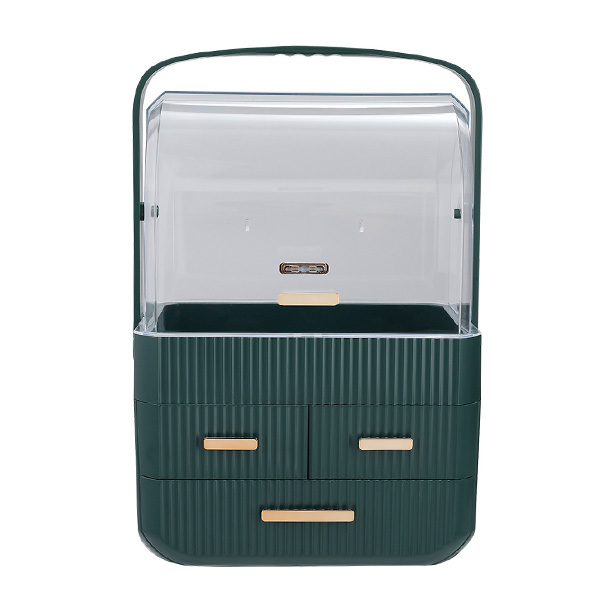 Organizador de cosméticos de escritorio Livingandhome con 3 cajones, color verde.