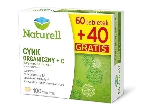 Naturell Cynk Organiczny + C, Tabletki