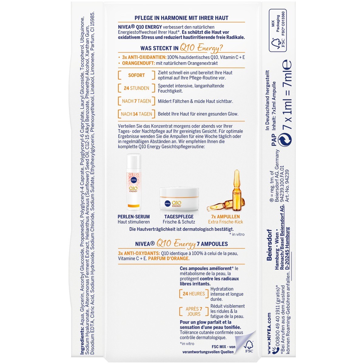 NIVEA Gesichtspflegeset Q10 Energy Anti-Falten 7 Tage - 7 ml
