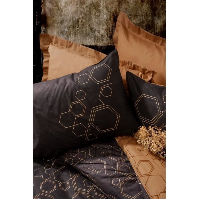 Juego de ropa de cama: 1 funda nórdica de 220 x 240 cm + 2 fundas de almohada de 60 x 60 cm - 100 % algodón reforzado - Cobre