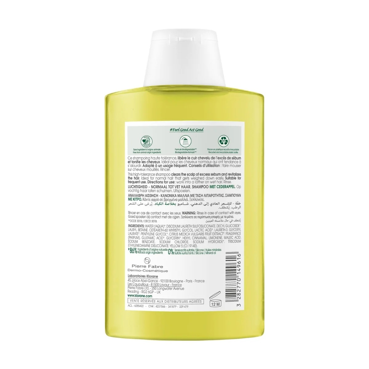 KLORANE Ceder Shampoo 200 ml reinigt en revitaliseert.