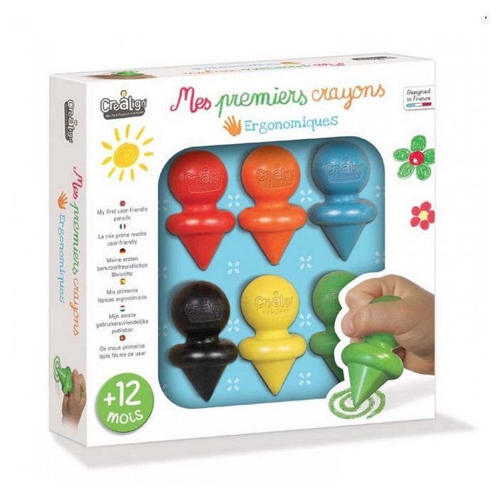Lápices de cera ergonómicos para niños - CréaLign' - Unisex - A partir de 12 meses - Lavables con agua