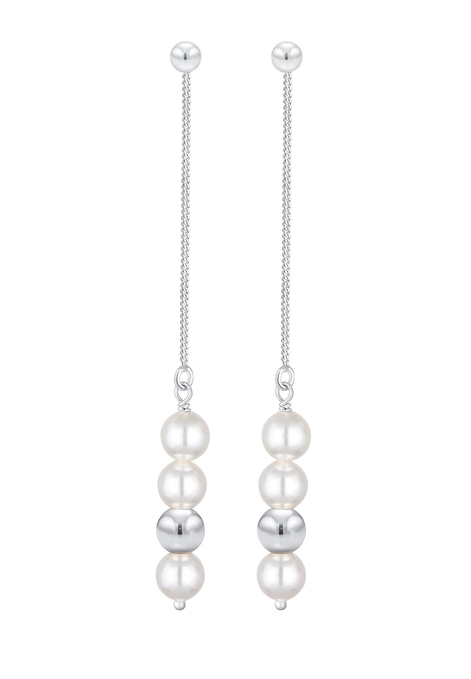 Elli Pendante perles synthétiques Géo Boucles d'oreilles Femme (925/1000) Argent