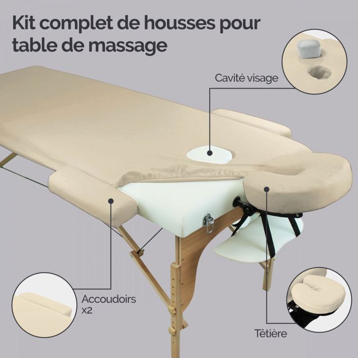 Kit complet de housses pour table de massage - Éponge - Beige - Vivezen