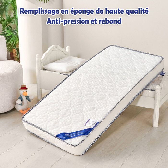 KITYTETY - Colchón para bebé 60x120CM Grosor 11CM - Núcleo perforado y antibacteriano - 2 lados ultratranspirables