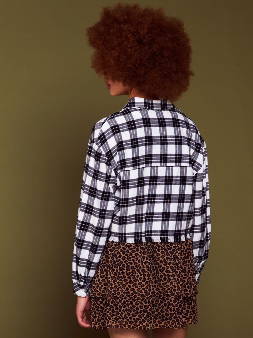 Camisa corta a cuadros - NEGRA