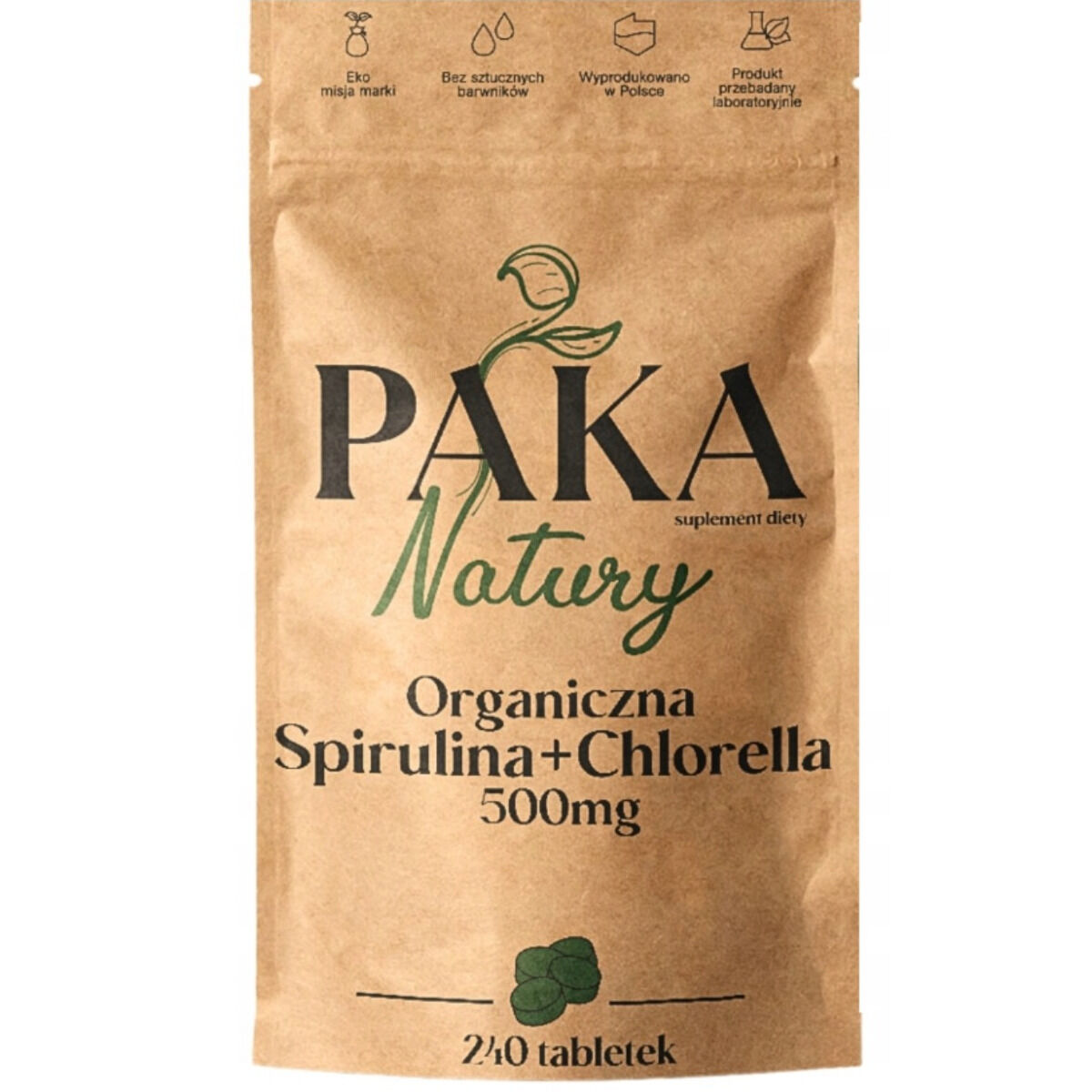 Nature's Pack organska spirulina + klorela 500 mg