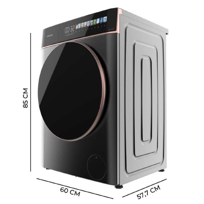 Lavatrice a carica frontale Cecotec Bolero DressCode 9900 da 9 kg, con tecnologia Inverter, display a colori, finitura acciaio, 1400 giri/min e schermo da 10,3