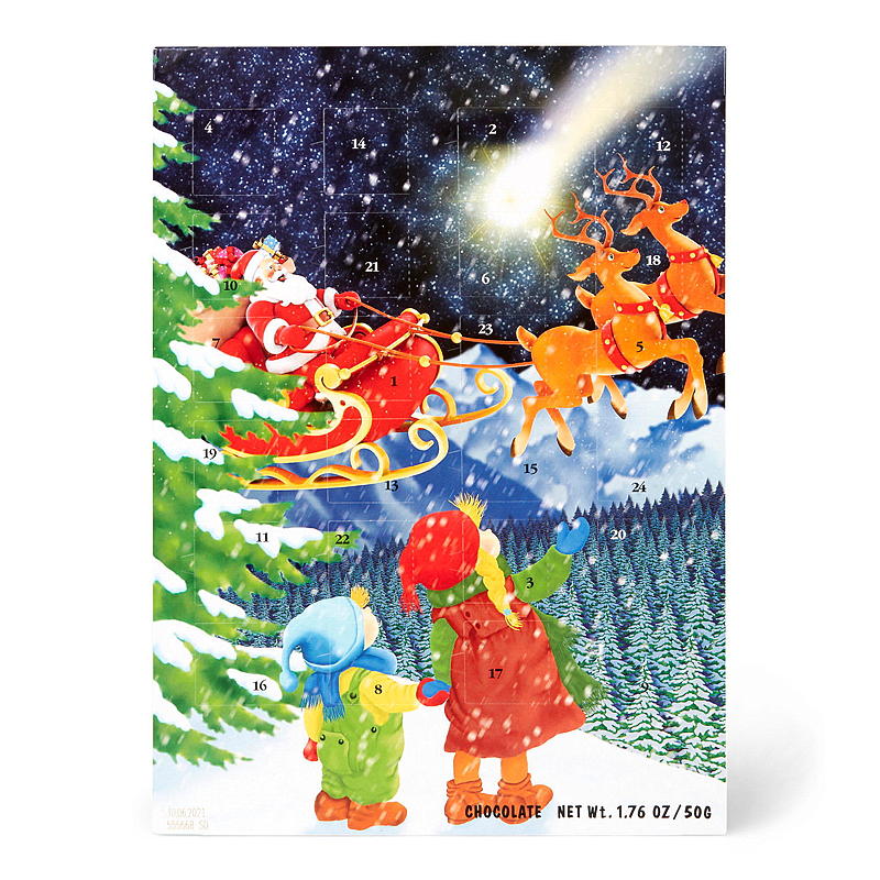 Adventskalender 50 g, mit Schokolade