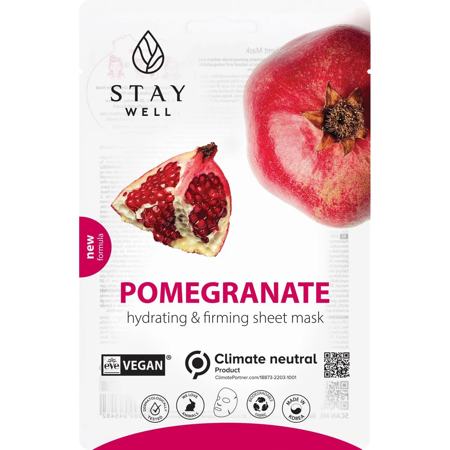 Mask Vegan Sheet Mask - POMEGRANATE - Maschera Anti-età viso