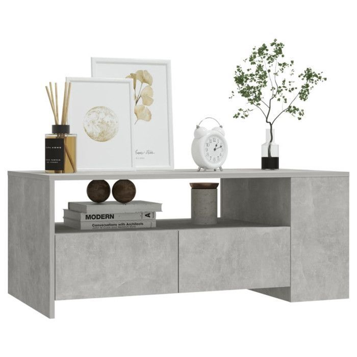 Mesa de centro vidaXL, cinza concreto, 102x55x42 cm, madeira engenheirada, 810921