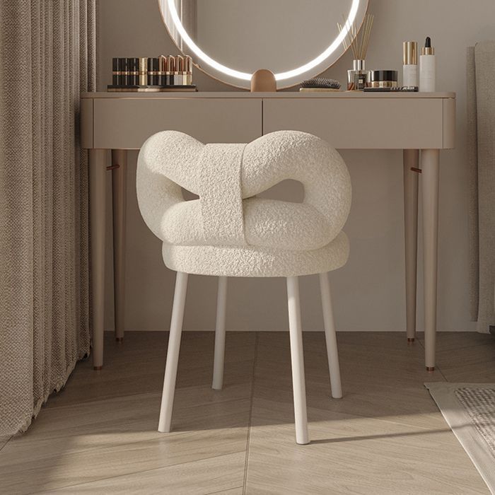 Tabouret de coiffeuse - CREMLANK - Chaise de Bureau - Robuste - Acier carbone - 37X37X46CM - BLANC