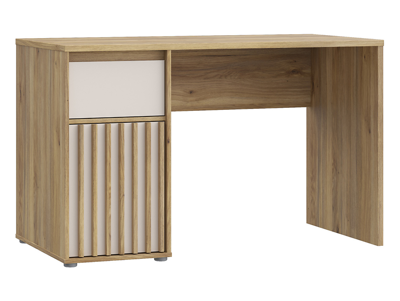 Biurko Eliston 120 cm z drzwiami i szufladą dąb mauvella/sand