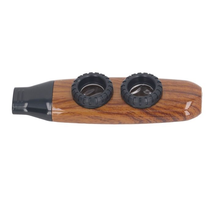 Vvikizy Kazoo a doppio flauto regolabile, strumento musicale a fiato con doppi fori e diaframma, colore legno naturale