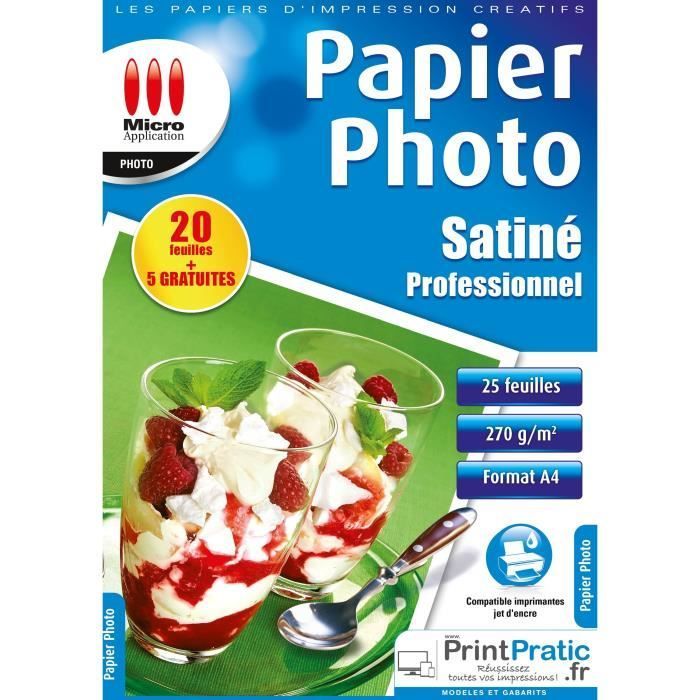 A4 Satin Fotopapir - MIKROAPPLIKATION - Professionel - 270 g/m² - Fremragende holdbarhed
