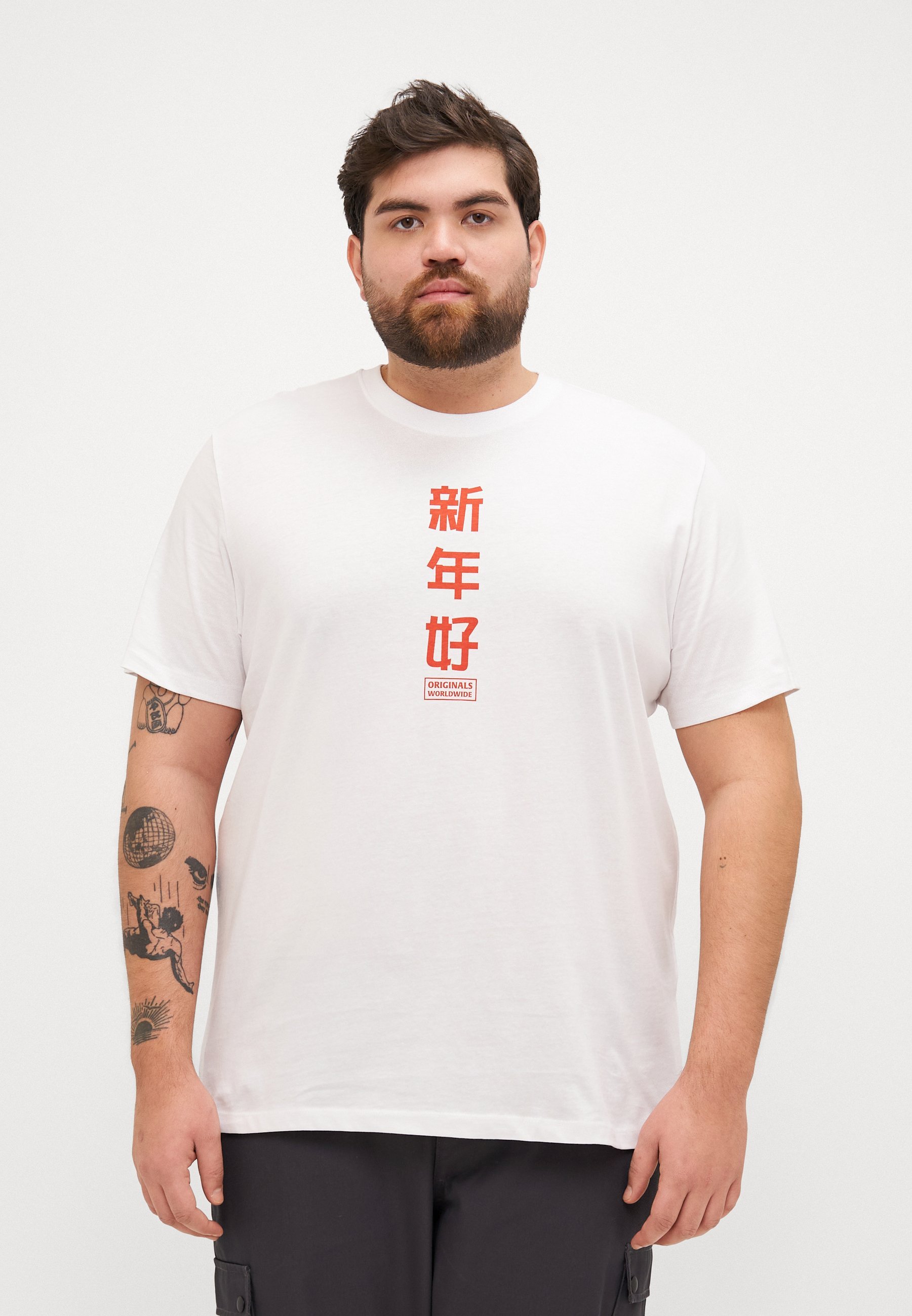 Jack & Jones JORSNAKE TEE CREW NECK - Triko s potiskem - white