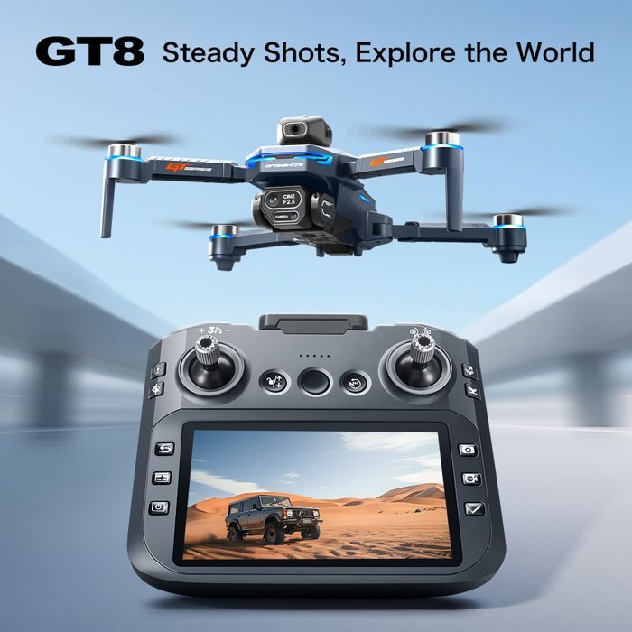 GT8 8K VR Professionel HD Dual Camera Drone med Fjernbetjening, 5G WiFi, Børsteløs Motor, Forhindringsundgåelse og Sammenklappelig Quadcopter