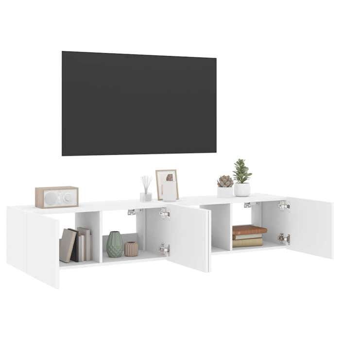 vidaXL Seinälle kiinnitettävät TV-tasot LED-valoilla, 2 kpl, Riippuvat TV-tasot säilytystilalla, Kelluvat TV-tasot 837282