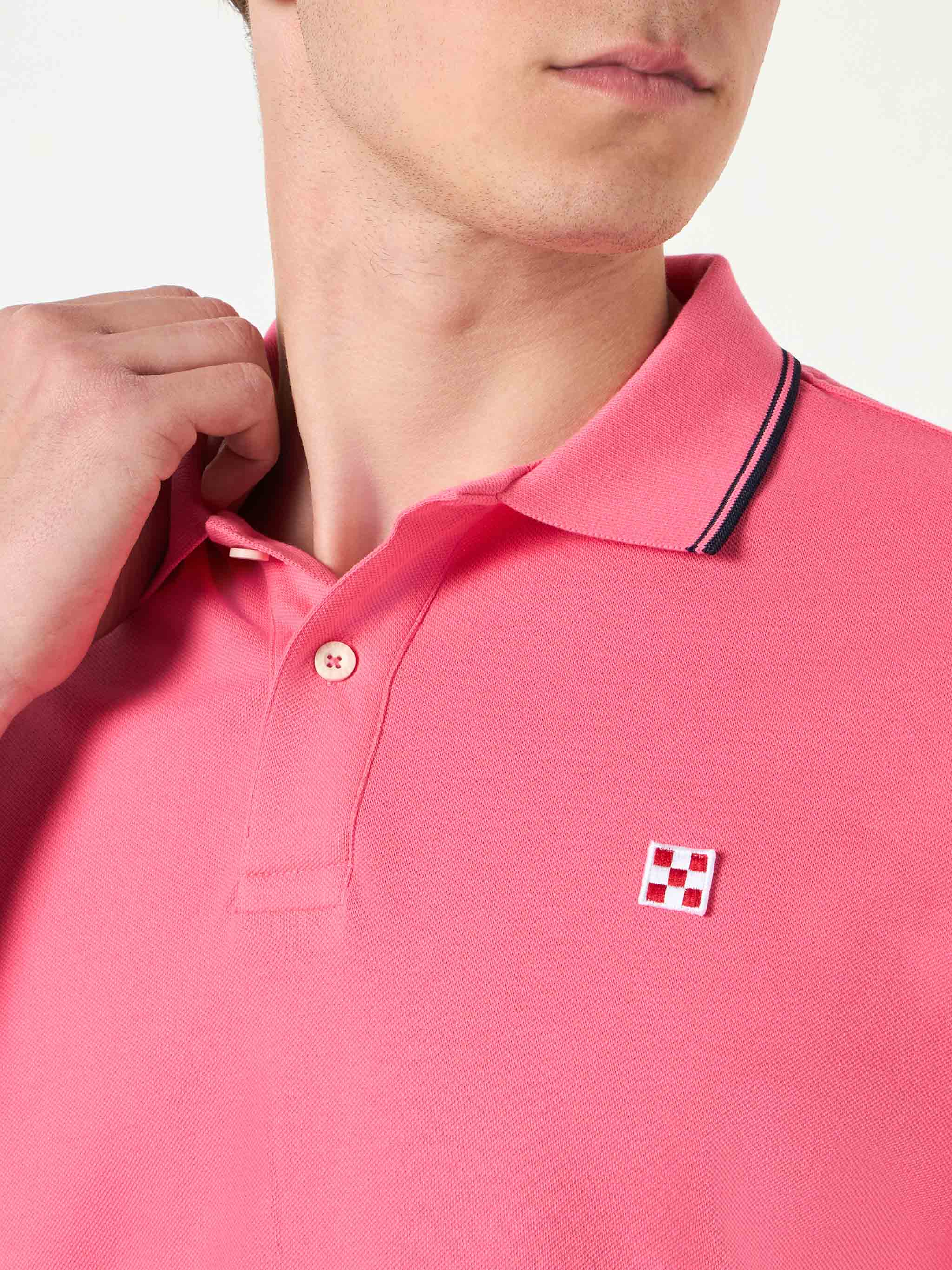 Fluorescerend roze piqué poloshirt voor heren