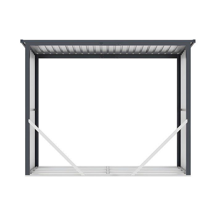 Leñero WINWOOD de acero galvanizado con efecto madera, 3,27 m³ - 4 unidades - L242 x D89 x H190 cm