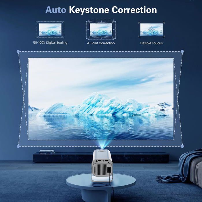 Videoproiettore portatile TRAHOO 4K - Full HD 1080P - WiFi 6 - Bluetooth 5.2 - Correzione trapezoidale - Zoom 50%-100%