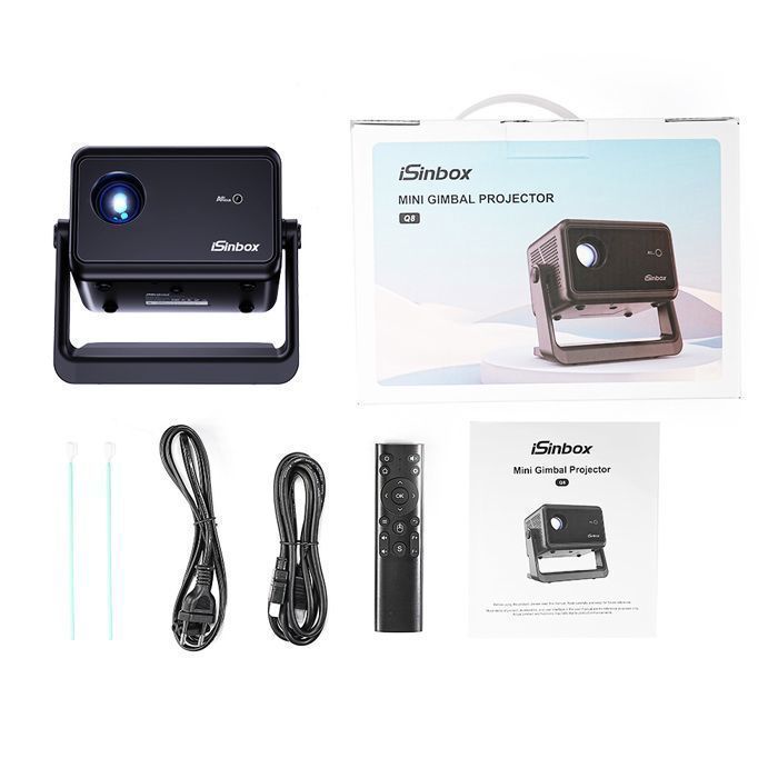 Netflix Isinbox Mini Vidéoprojecteur Autofocusrotation à 360° ,videoprojecteur telephone ordinateur 4k  avec WiFi HDMI et Bluetooth
