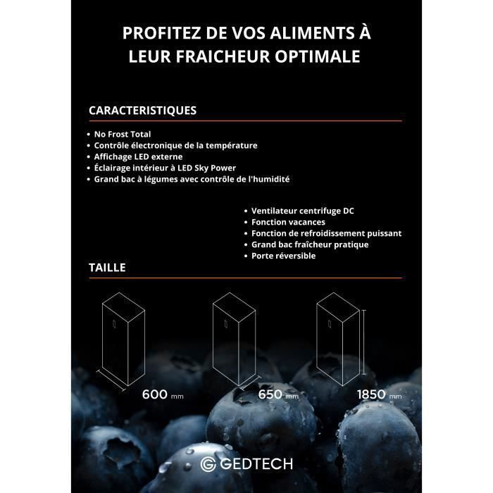 GEDTECH Réfrigérateur simple 359L GSP359NFIX - No Frost - Inox