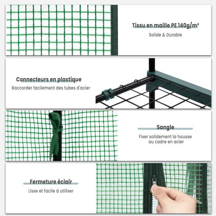 WOLTU Serre de Jardin avec Étagères Métalliques à 3 Niveaux, Serre Hivernage, Bâche Renforcée en PE, 69x49x125cm, Vert W0UETT0045