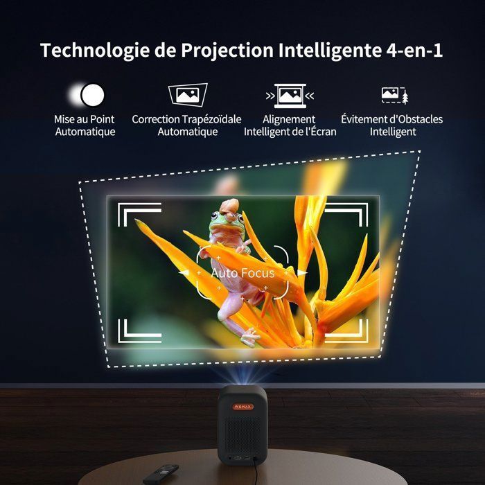 WEMAX Mini 4K Projector - Netflix & Google TV Certified - Native 1080P - WiFi/Bluetooth - Dolby Audio - for Home Cinema/Gaming