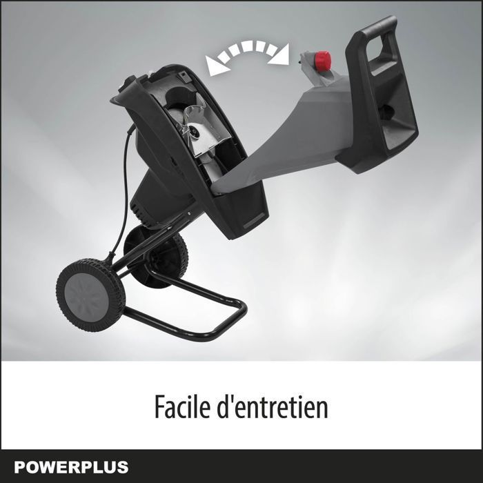 Powerplus elektrische tuinhakselaar POWEG5011 - 2400 W, max. Ø40 mm, duwstang, wielen en opvangzak van 50 liter inbegrepen