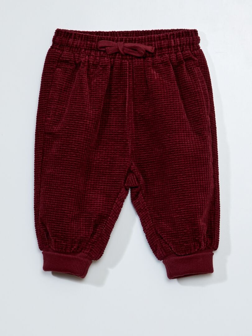 Pantaloni joggers in velluto - Sempre più confortevole - ROSSO