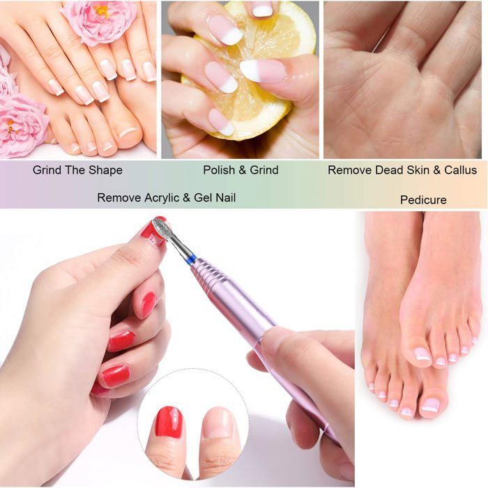 30 Pieces Nail Drill Bits Electric Nail File Bits for Manicure and Pedicure, Nail Drill Bits Cuticle Cleanser [YP209]