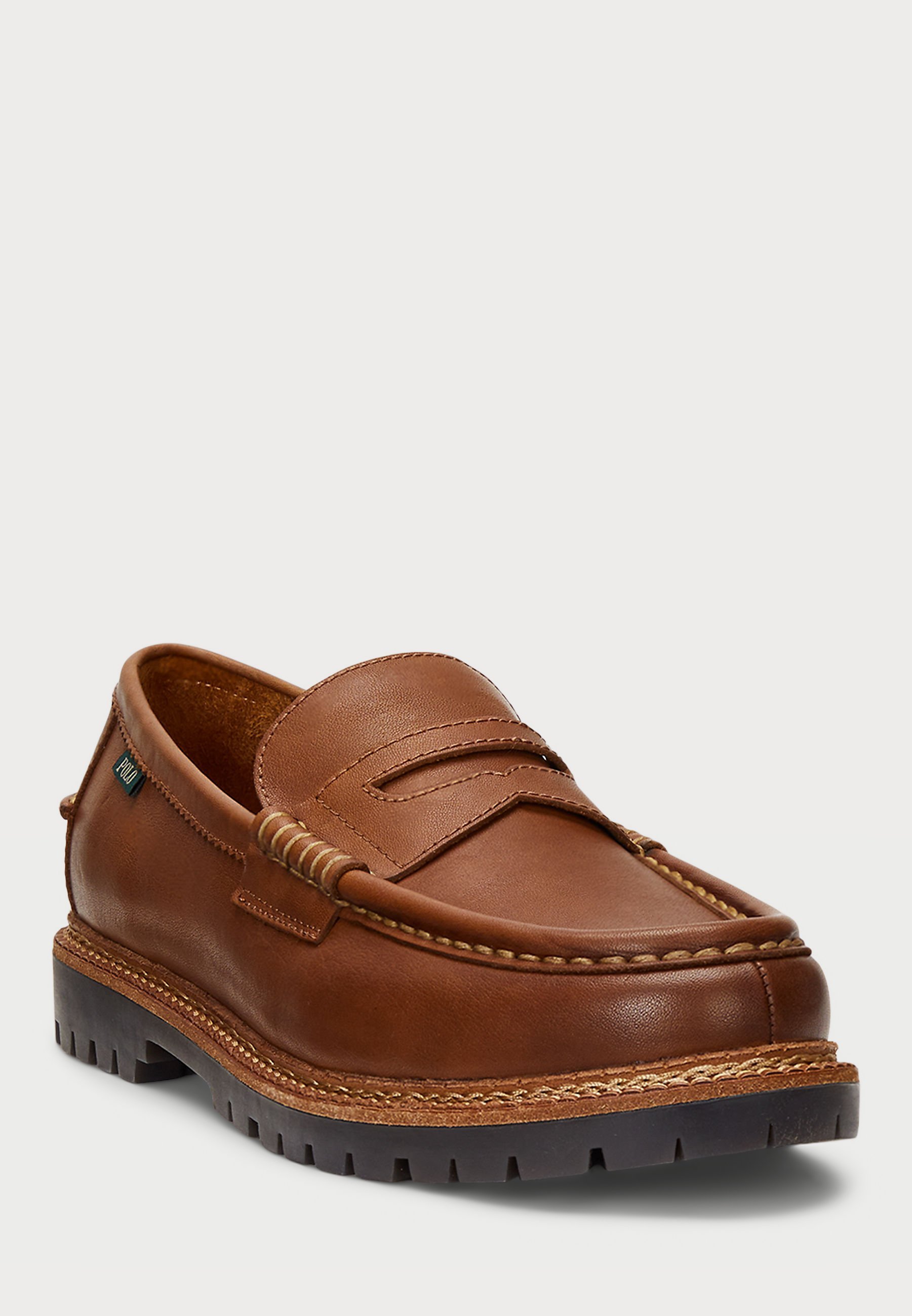 Polo Ralph Lauren JETT Penny Loafer aus Leder mit Profilsohle – Slipper – braun