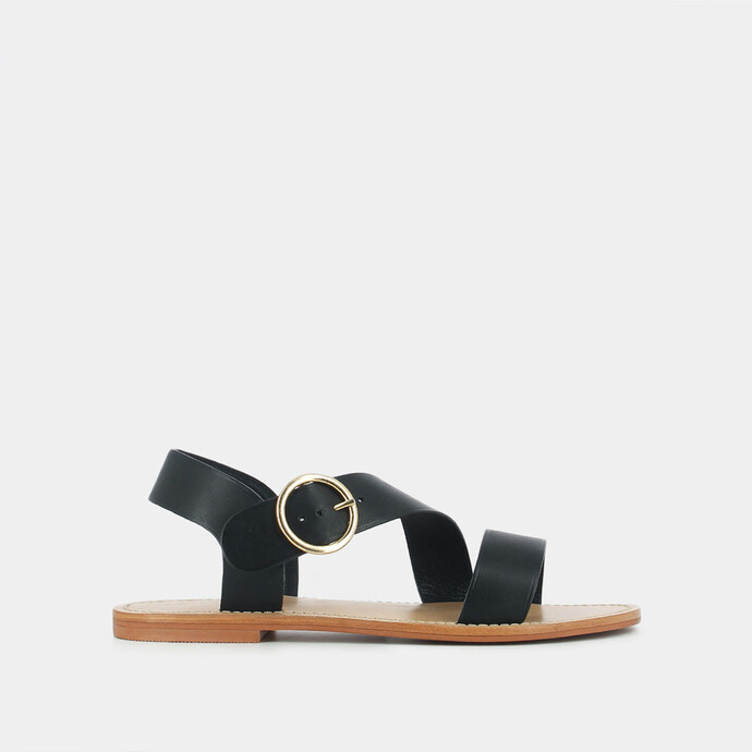 Sandales asymétriques  en cuir noir