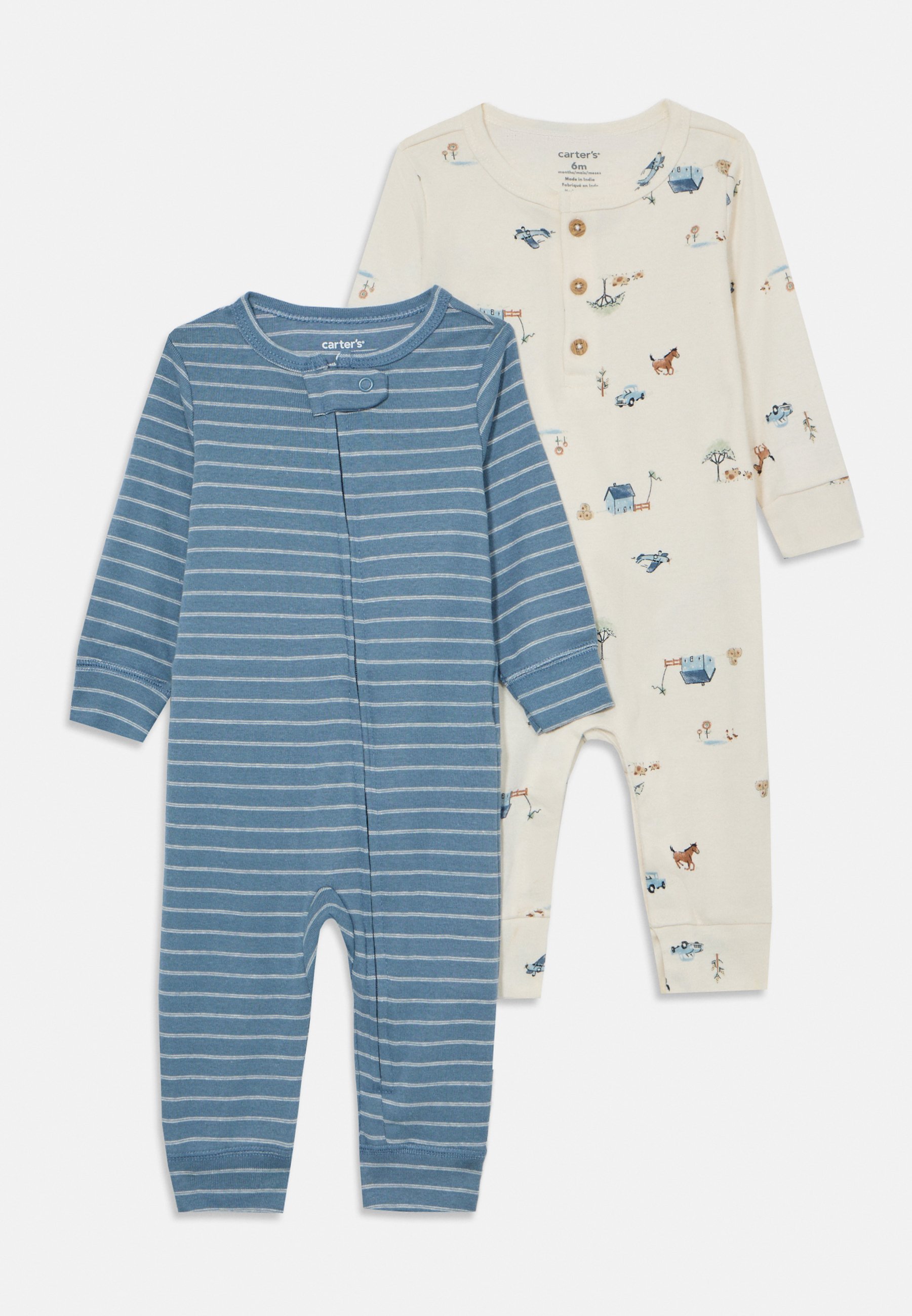 Carter's JUMPSUIT COVERALL 2 PACK - Overal - tmavomodrý/sivobiely