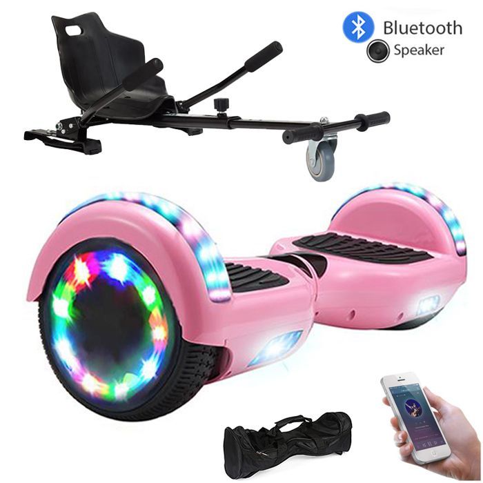6.5 Inch Pink Hoverboard with Black Hoverkart